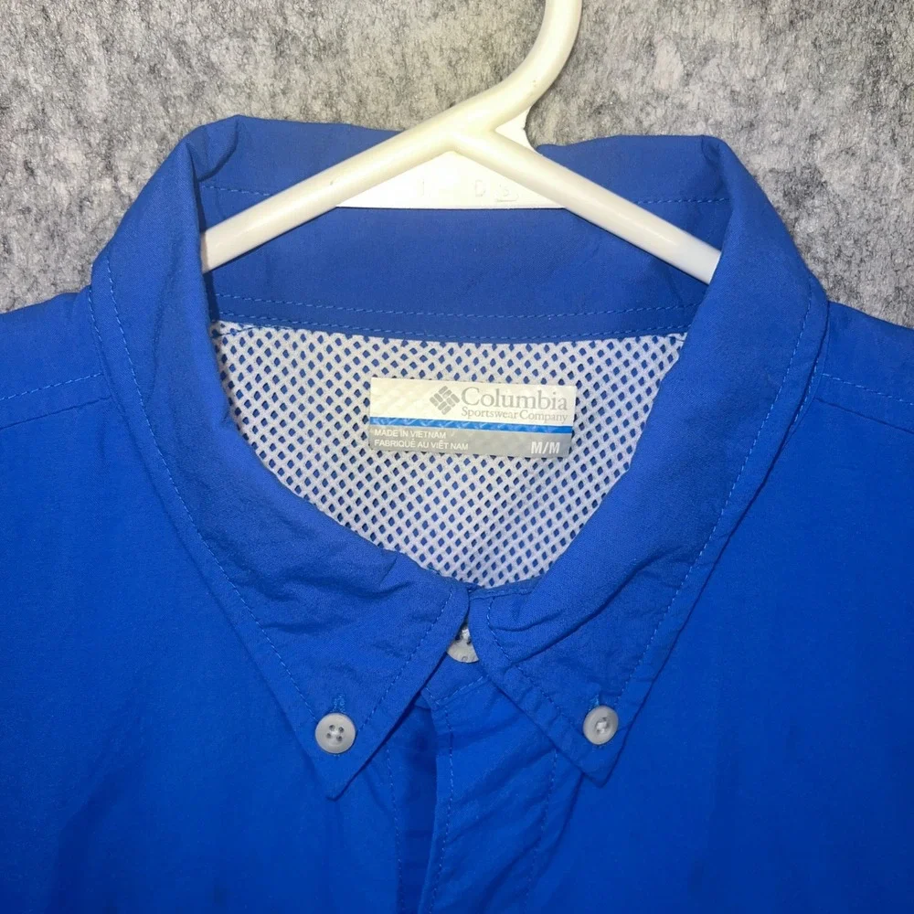 Columbia‎ PFG Bahama II Fishing Shirt Men's Medium Blue Short Sleeve Omni-Shade